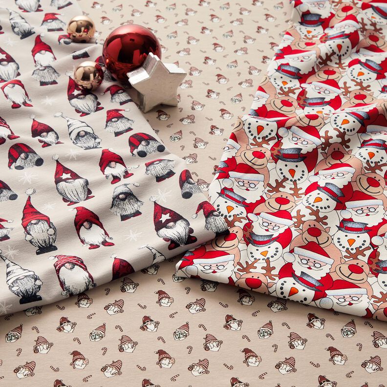 French Terry reindeer, Santa Claus and snowman – offwhite, image number 5