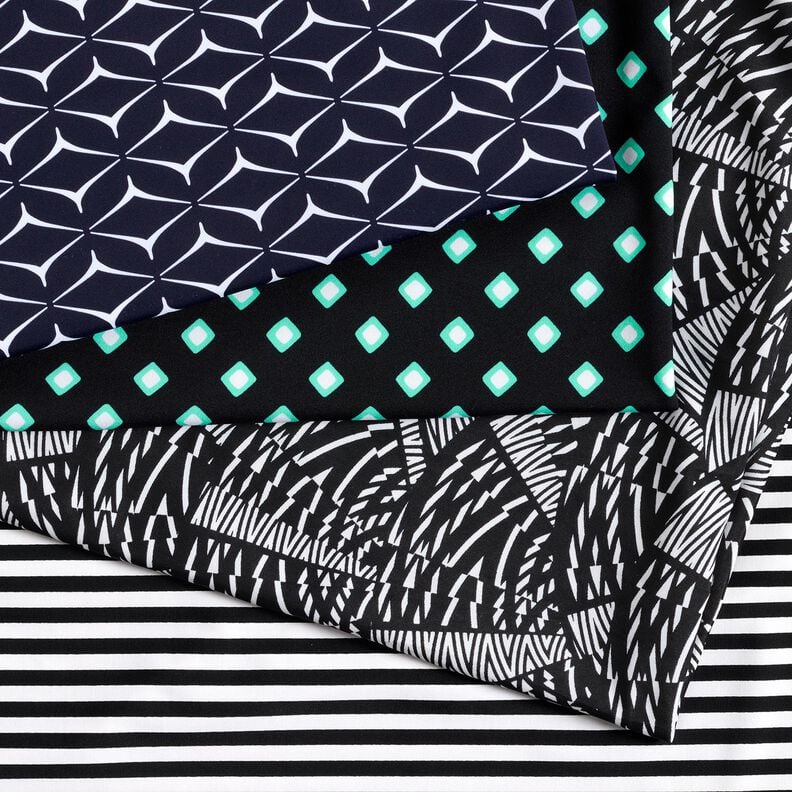 Swimsuit fabric abstract graphic pattern – black/white,  image number 5