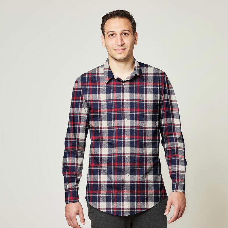 Cotton Flannel checked – blue-black/carmine, image number 6