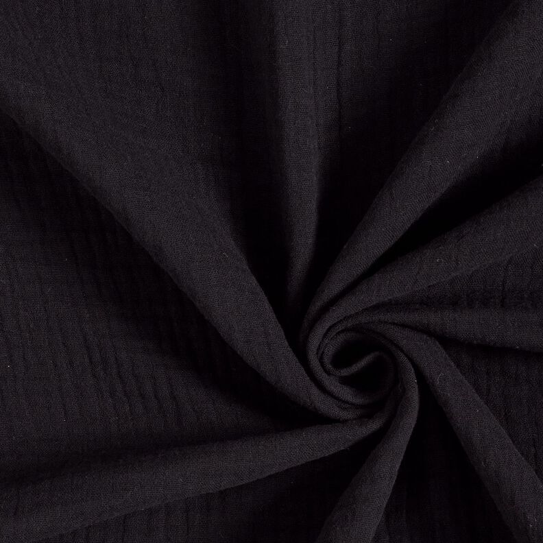 Triple-Layer Cotton Muslin Plain – black,  image number 1