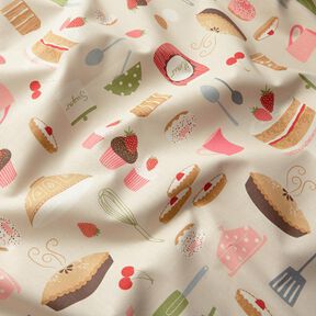 Decor Fabric Half Panama cakes and tarts – light beige/pink, 