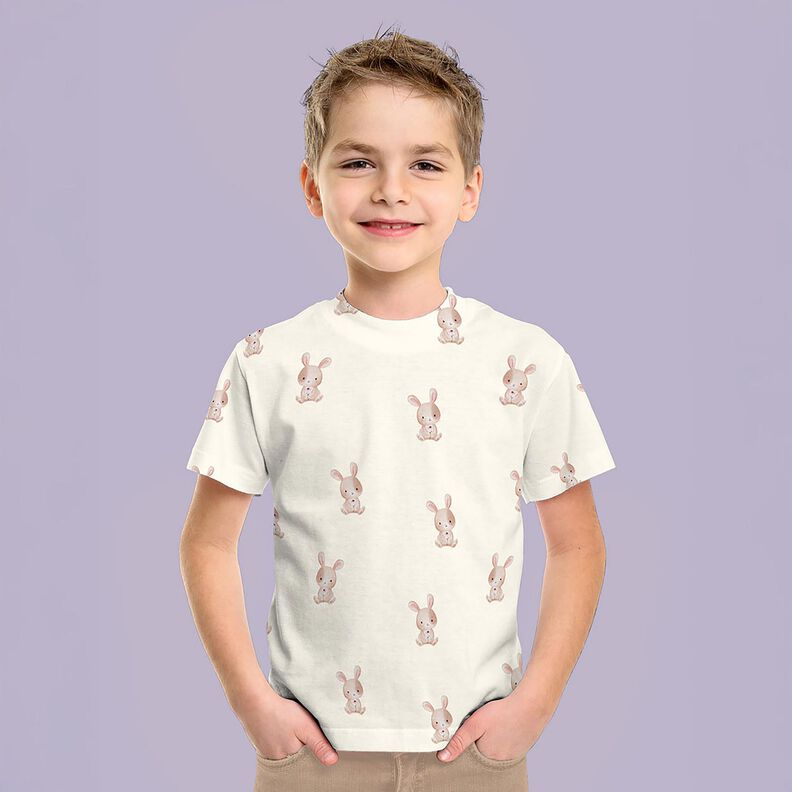 GOTS Cotton Jersey Rabbit with flower Digital Print – ivory, image number 7