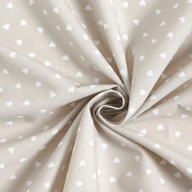Scattered hearts organic cotton poplin – greige,  image number 3