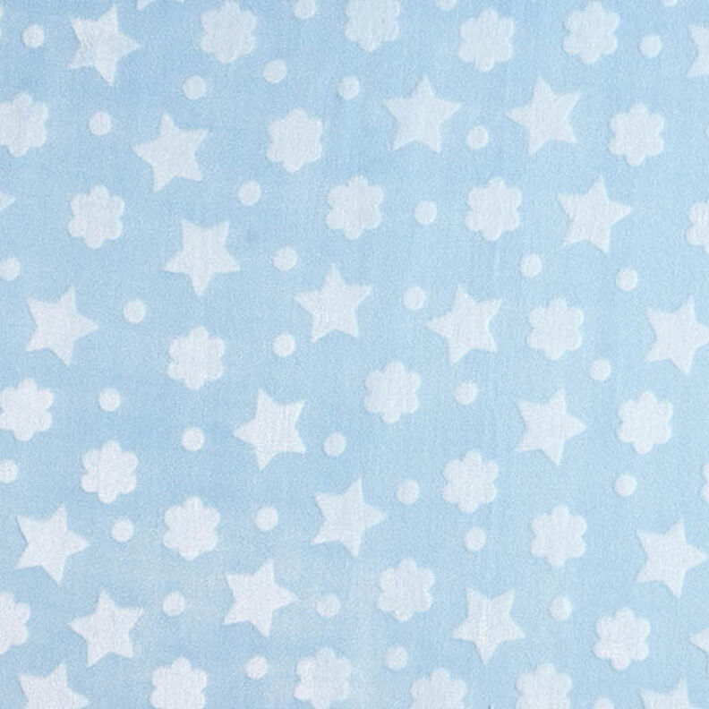 Cosy Fleece Stars and Flowers – light blue,  image number 1