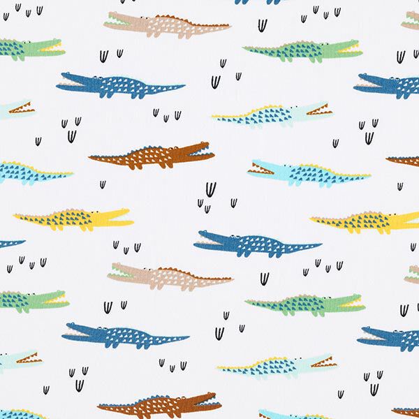 Brushed Sweatshirt Fabric Crocodiles – white,  image number 1