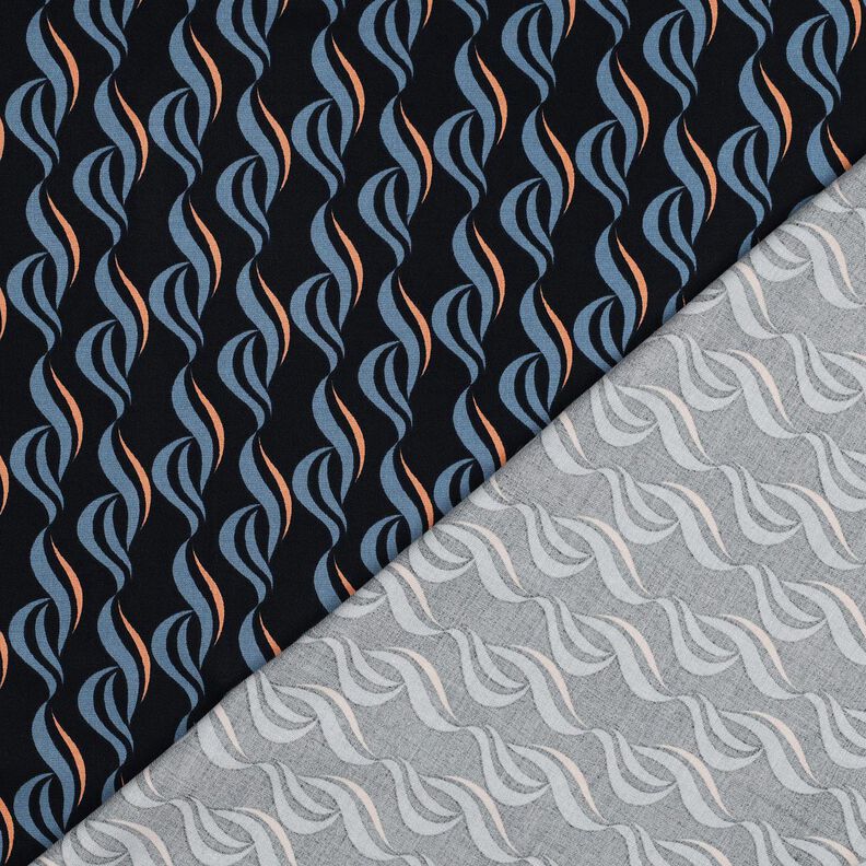 Stretch viscose abstract waves – blue-black/light wash denim blue,  image number 4