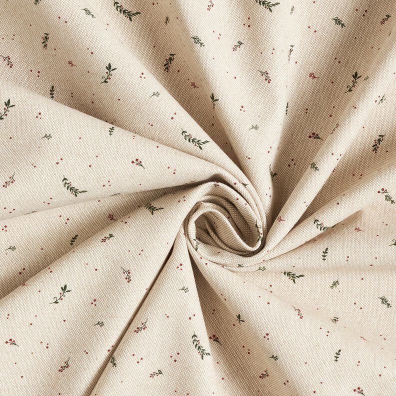 Decor Fabric Half Panama small winter berries – natural/carmine, image number 3