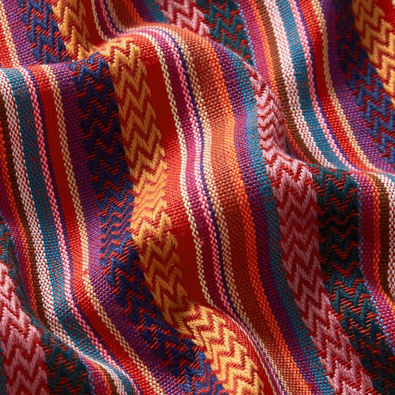 Decor Fabric Jacquard Chevron stripes – carmine/green, image number 2