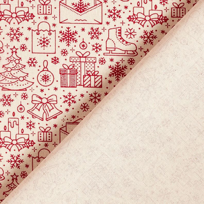 Cotton Cretonne graphic-art Christmas motifs – natural/carmine,  image number 4