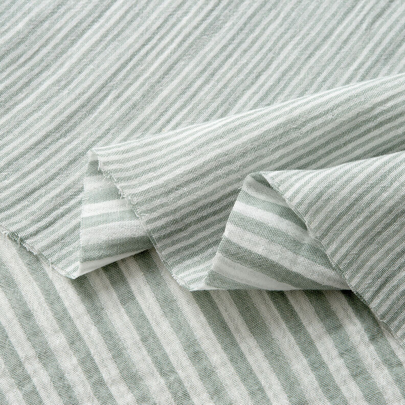 Double Gauze/Muslin Doubleface stripes – reed/white,  image number 3
