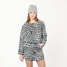 French terry brushed snow-leopard digital print – black/white,  thumbnail number 5