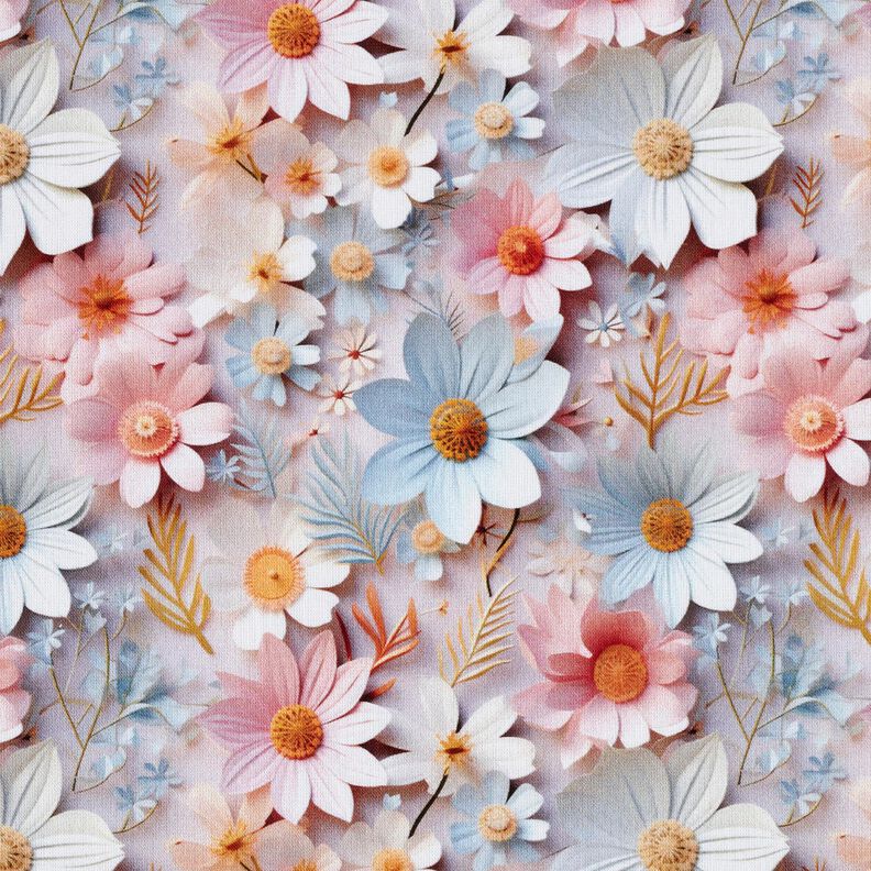 Cotton Poplin Paper flowers Digital Print – light dusky pink, image number 1