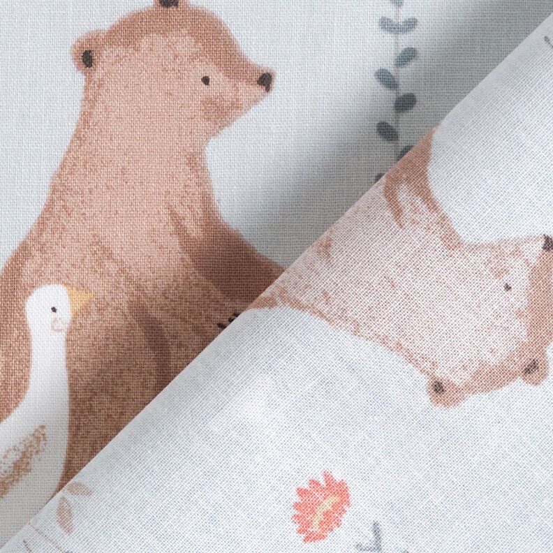 Cotton Poplin Bear and Goose go for a walk – silver grey/light brown,  image number 4