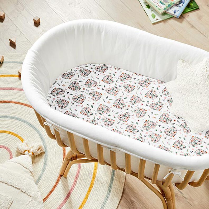 Cotton fabric Percale Flowers in hearts – white/pink,  image number 6