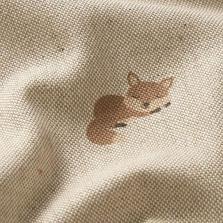 Decor Fabric Half Panama little foxes – natural/caramel, 