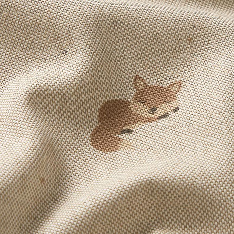 Decor Fabric Half Panama little foxes – natural/caramel,  image number 2