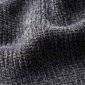 Glitter chenille – slate grey/metallic silver | Remnant 80cm, 