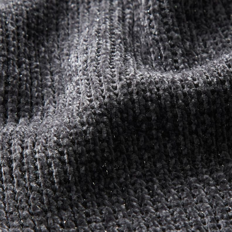 Glitter chenille – slate grey/metallic silver | Remnant 80cm,  image number 2