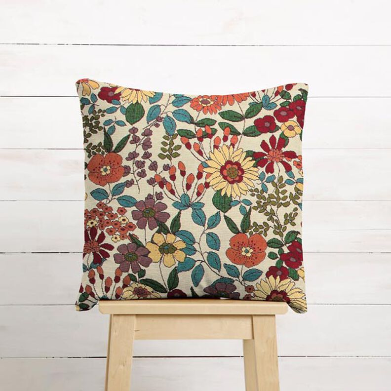 Decor Fabric Tapestry Fabric retro flowers – petrol,  image number 7
