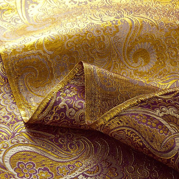 Garment jacquard, metallic paisley – lilac/gold,  image number 3