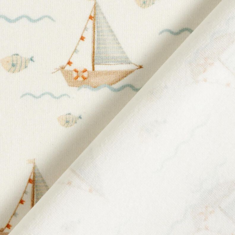 Cotton Jersey Sailboats and fish Digital Print – offwhite,  image number 4