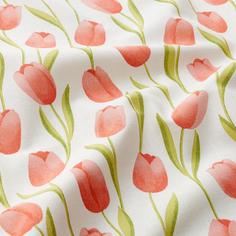 Decor Fabric Half Panama Tulips – ivory/lobster, image number 2