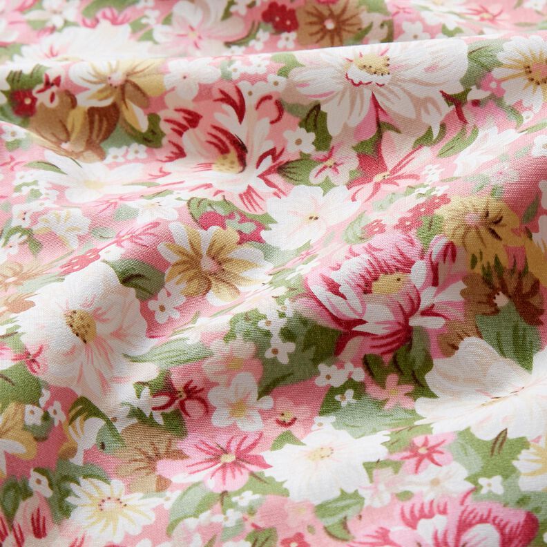 Cotton Poplin romantic flowers – pink/beige,  image number 2