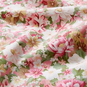 Cotton Poplin romantic flowers – pink/beige, 