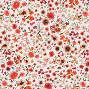 Cotton Cretonne rose petals – ivory/lobster, 