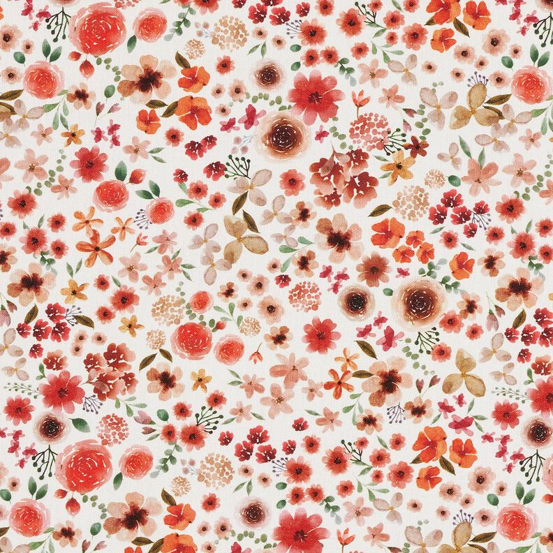 Cotton Cretonne rose petals – ivory/lobster, image number 1