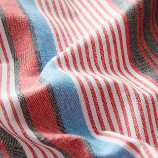 Irregular striped cotton viscose blend – white/red, 