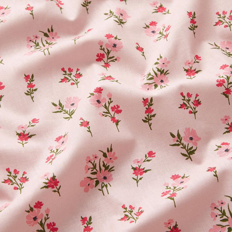 Cotton Cretonne mini flowers – rosé/intense pink,  image number 2