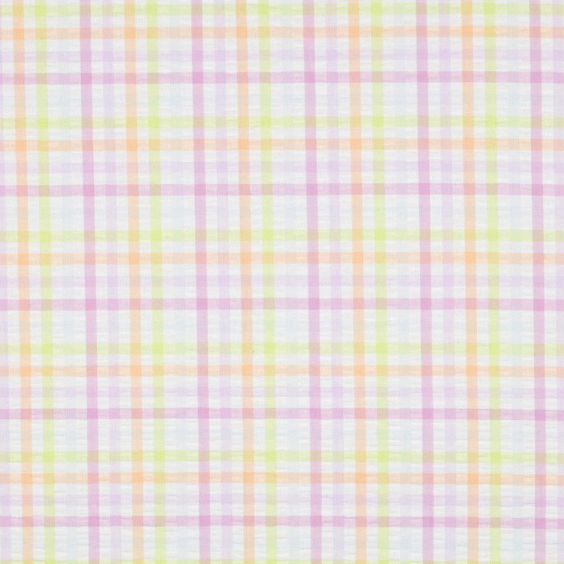 Seersucker Cotton Blend colourful check – white/pastel violet,  image number 1