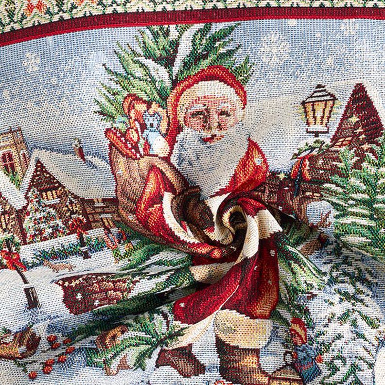 Panel Tapestry Fabric Christmas visit – carmine, image number 3