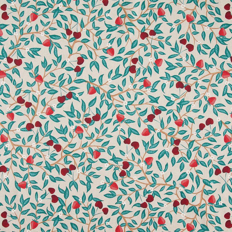 Decor Fabric Half Panama sweet fruits – natural/petrol,  image number 1