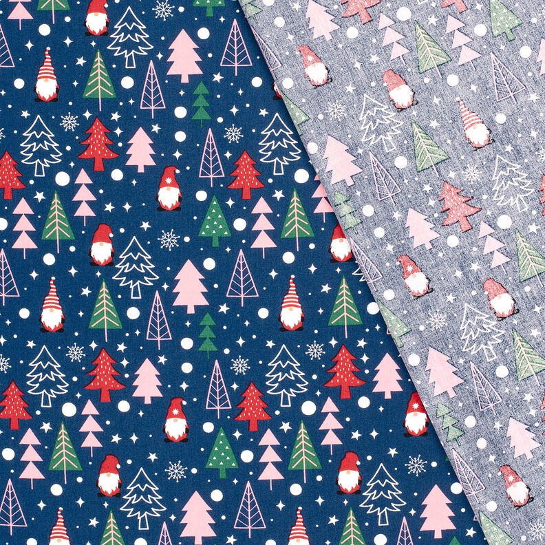 Cotton Poplin Gnomes and fir trees – blue, image number 4