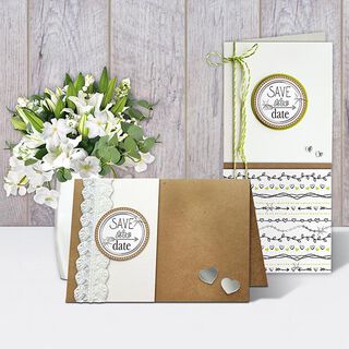 Wedding Save the Date Sticker Set Ø 4.8cm [ 24 pieces ] – offwhite/beige, 