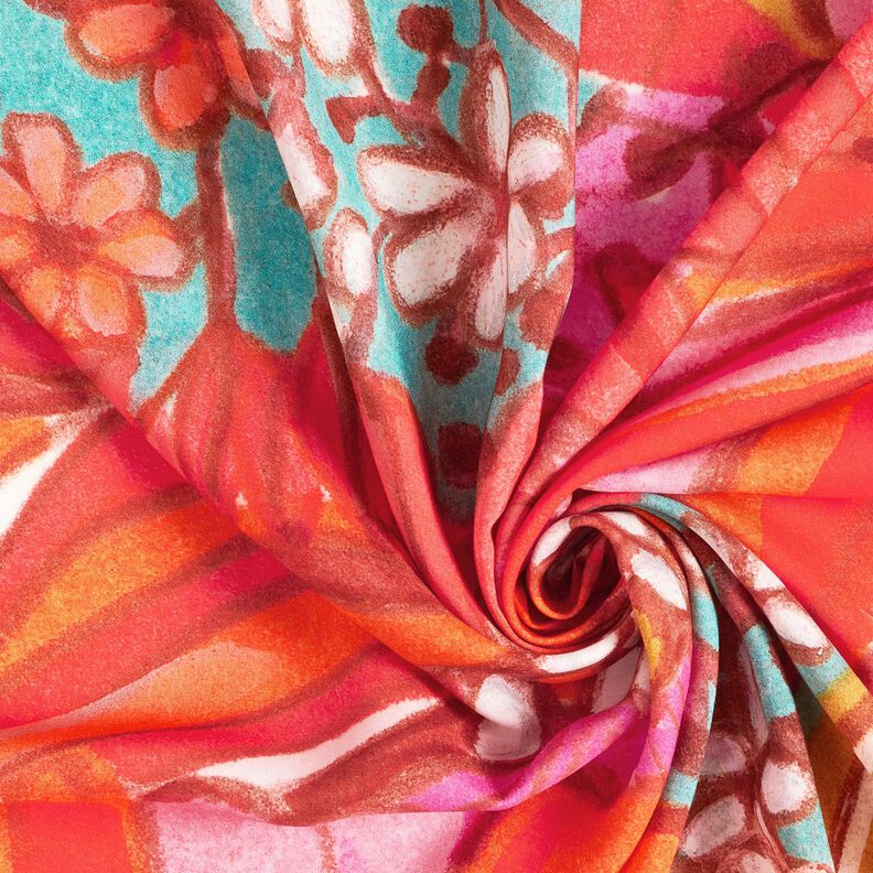 Beachwear Panel Pareo Summer Flowers – orange/yellow olive,  image number 4