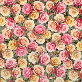 Decor Velvet lush roses – pink/yellow, 
