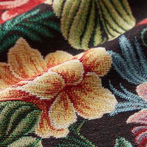Decor Fabric Tapestry Fabric large flowers – black/red, 