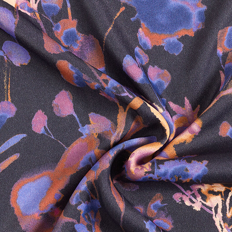 watercolour flowers -viscose blend – midnight blue,  image number 3