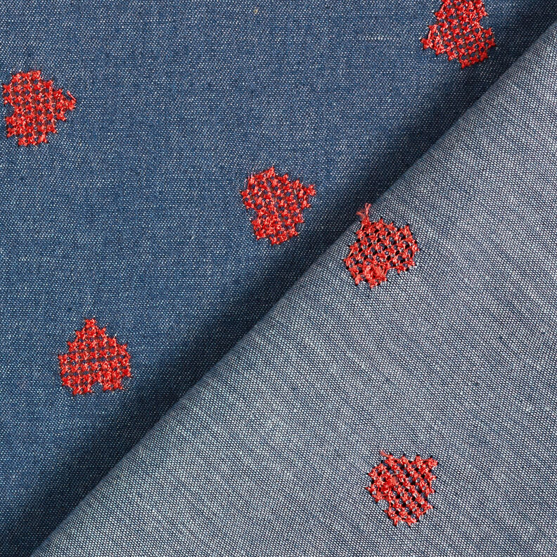 Chambray cross stitch hearts – denim blue,  image number 4
