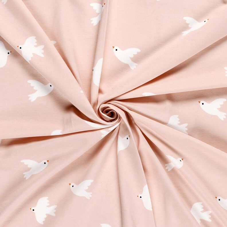 Cotton Jersey large birds – rosé/white,  image number 3