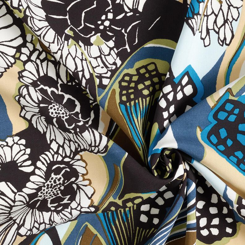 Viscose fabric flowers and leaves – black,  image number 3