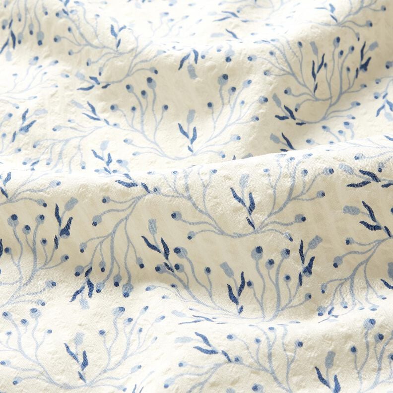 Seersucker delicate berry branches &ndash; offwhite/denim blue,  image number 2