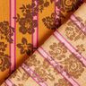 Cotton Cretonne Flowers on Stripes – curry yellow/purple,  thumbnail number 4