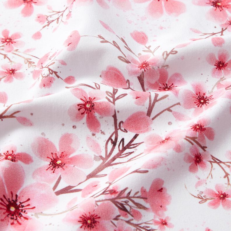 Cotton Jersey Cherry blossom | Glitzerpüppi – white,  image number 1