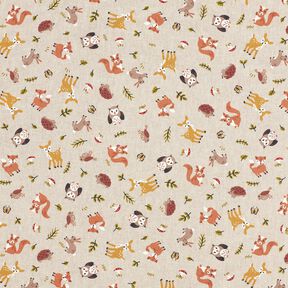 Decor Fabric Half Panama Friendly Forest Animals – natural/brown, 