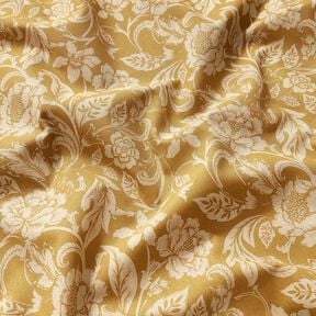 Decor Fabric Half Panama Flowers, nostalgic – natural/mustard, 