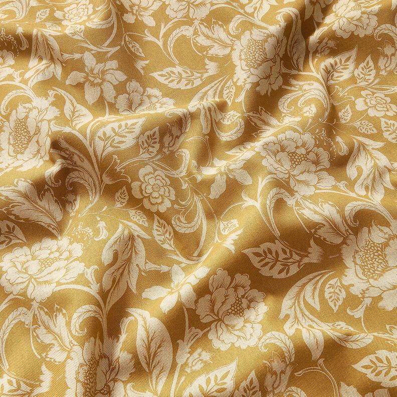 Decor Fabric Half Panama Flowers, nostalgic – natural/mustard,  image number 2
